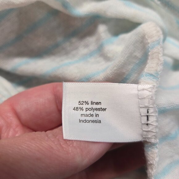 Lane Bryant 22/24 White Black Striped 3/4 sleeve Linen Blend Lightweight Tee - Picture 11 of 11